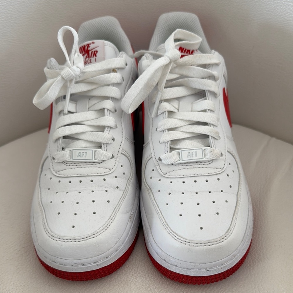 Nike Air Force 1 White and Red Sneakers